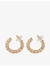 selfridges Maje Twisted Rhinestone Brass Hoop Earrings- Buy online at McGrocer