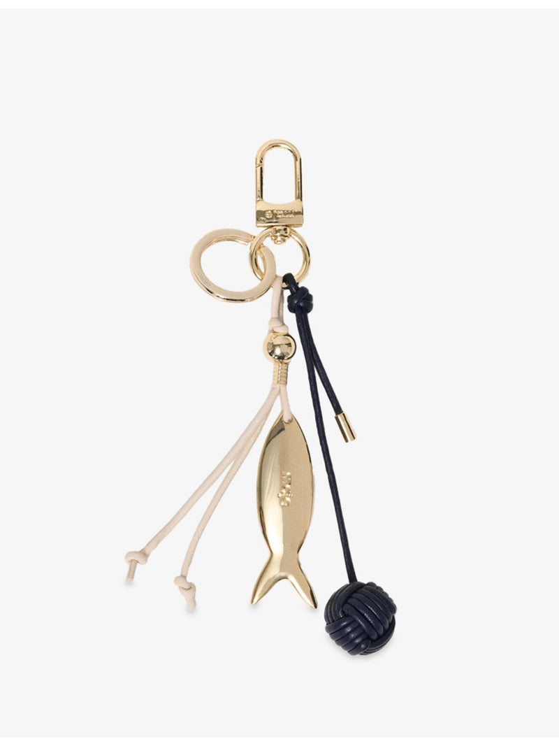 Maje nautical leather bag charm with gold-toned hardware (British brand)
