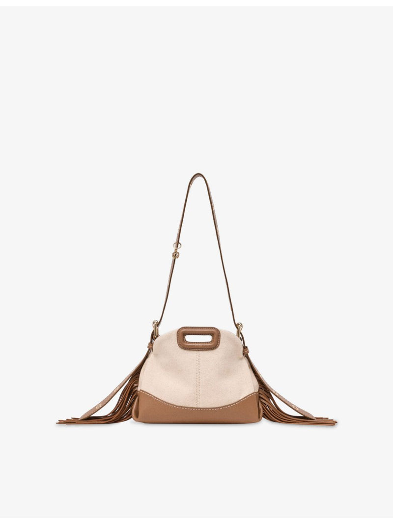 Maje Miss M mini canvas shoulder bag with leather trims (British brand)
