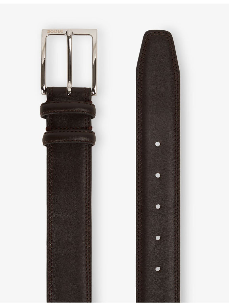 Boggi Milano leather belt with branded buckle, UK version