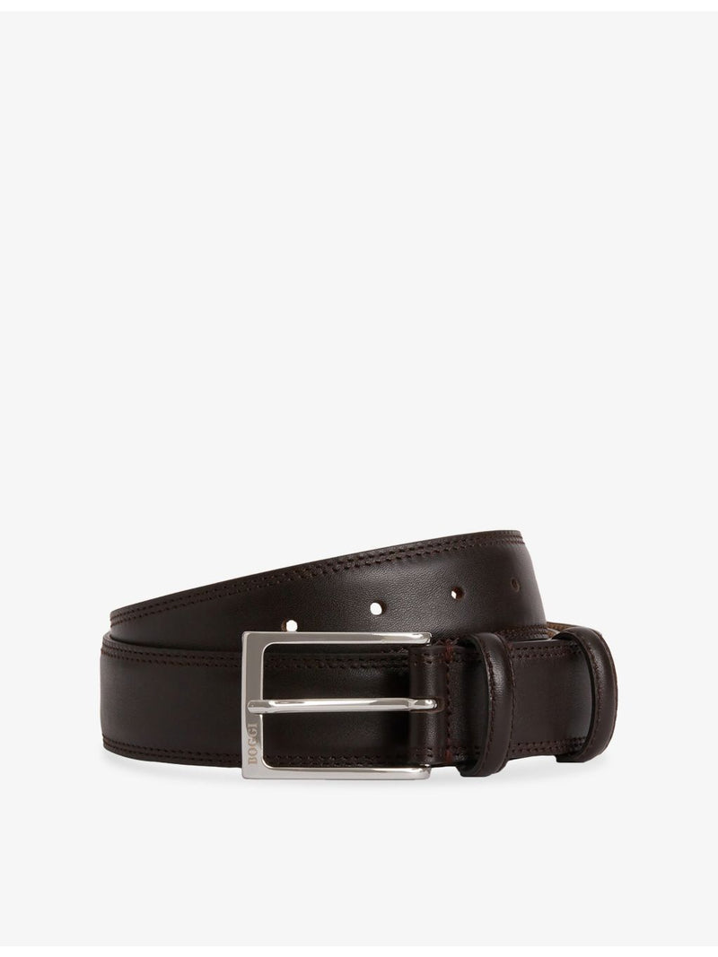 Boggi Milano leather belt with branded buckle, UK version