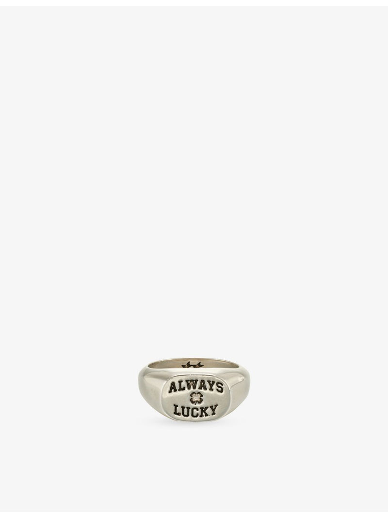Twojeys Always Lucky sterling-silver plated brass signet ring (British brand)