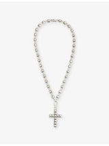 selfridges Twojeys Heavy Studded Cross Silver-Plated Brass Necklace, 57cm- Buy online at McGrocer