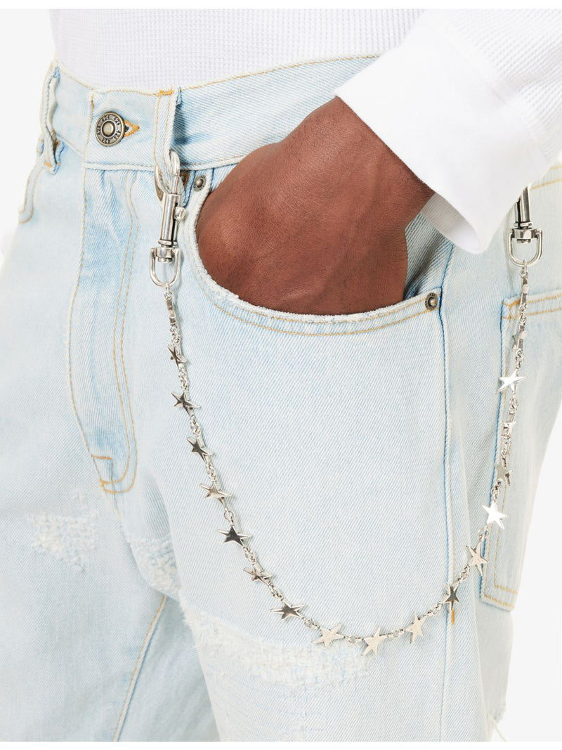 Twojeys star motif trouser chain in sterling silver-plated brass, UK version