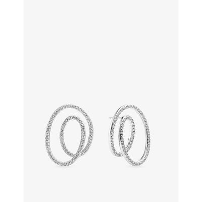selfridges Sif Jakobs Spirale Due Grande Rhodium-Plated Sterling Silver and Cubic Zirconia Stud Earrings- Buy online at McGrocer