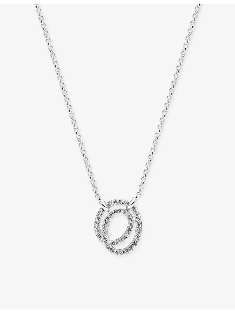 Sif Jakobs rhodium-plated silver pendant necklace with cubic zirconia (British brand)