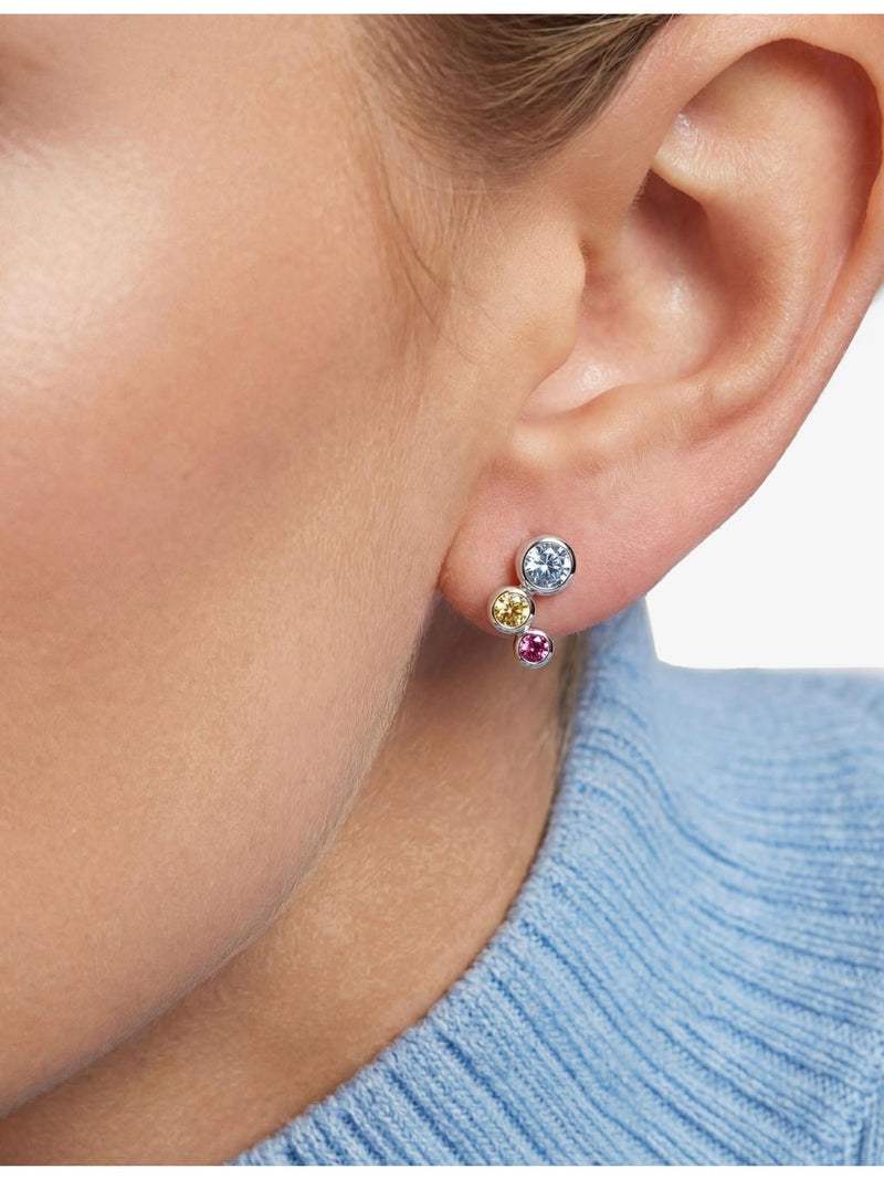 Sif Jakobs cubic zirconia stud earrings in rhodium-plated sterling silver, UK version