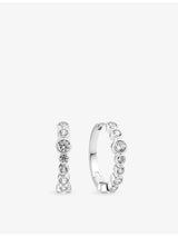selfridges Sif Jakobs Sardinien Creolo Rhodium-Plated Sterling Silver and Cubic Zirconia Hoop Earrings 2.3cm- Buy online at McGrocer