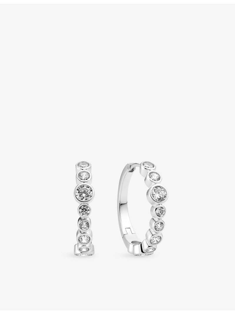 Sif Jakobs rhodium-plated silver hoop earrings with cubic zirconia, 2.3cm (British brand)