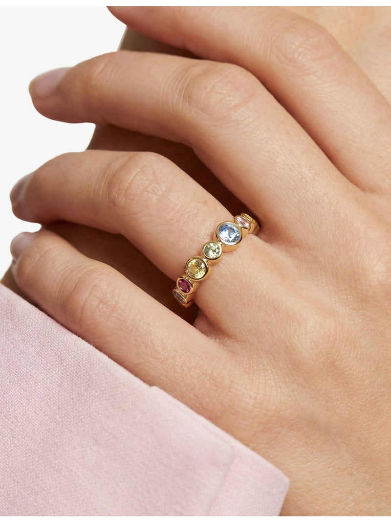 Sif Jakobs ring gold-plated silver multicoloured cubic zirconia - British product