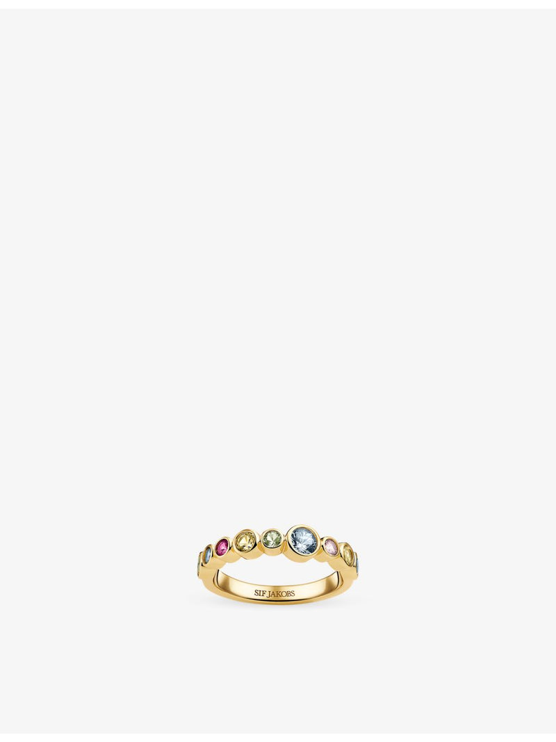 Sif Jakobs ring gold-plated silver multicoloured cubic zirconia - British product