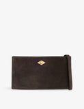 Métier Ease 24 suede pouch in calf leather - British product