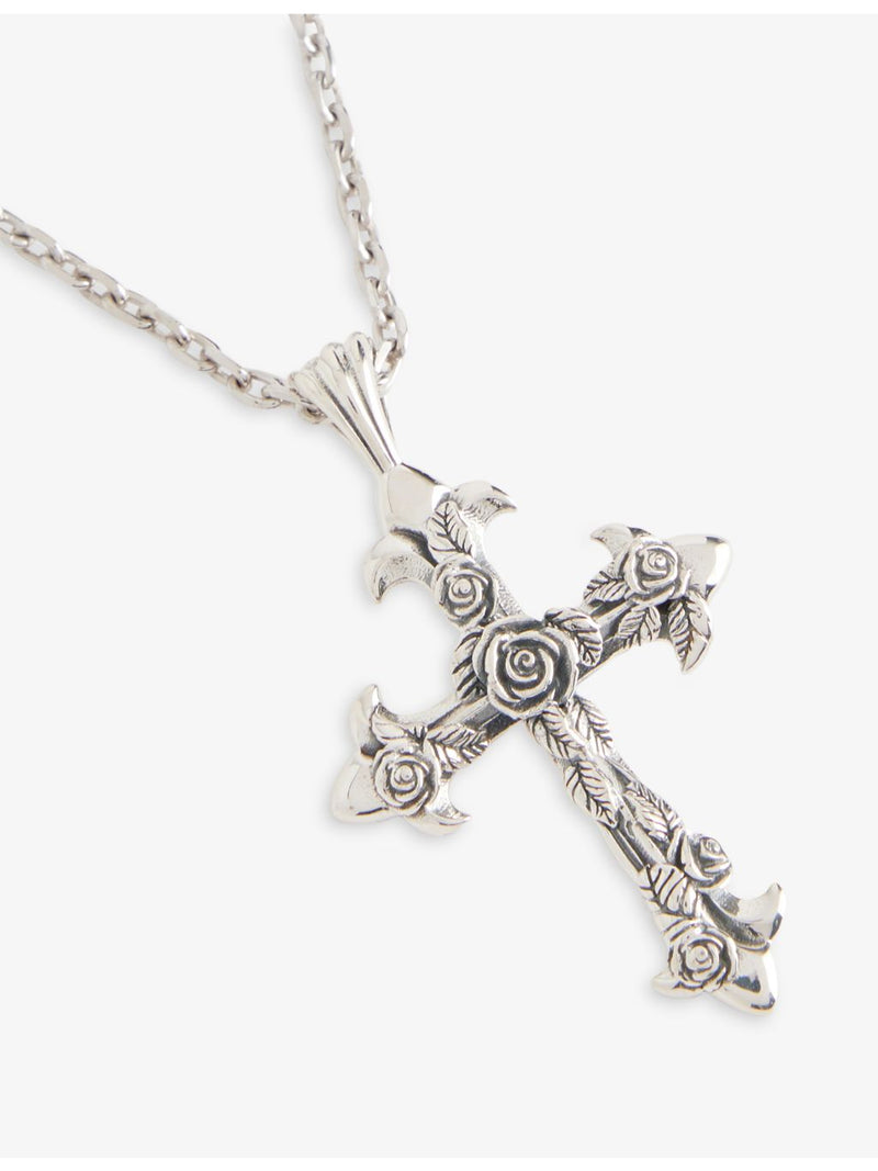 Emanuele Bicocchi sterling silver rose cross necklace (British brand)