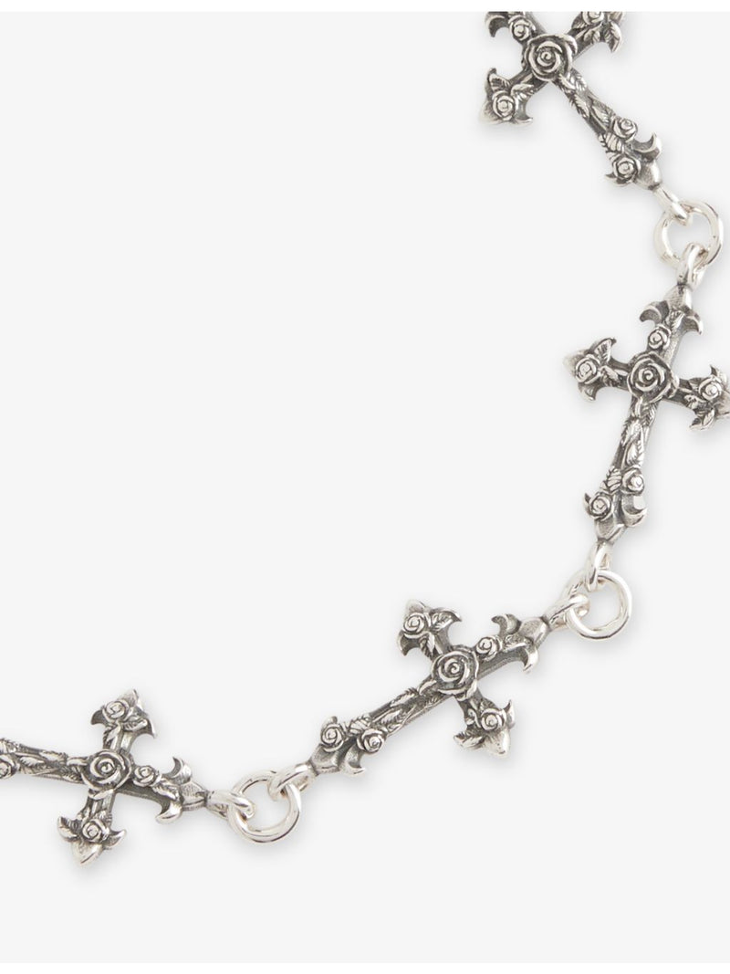 Emanuele Bicocchi sterling silver rose multi-cross bracelet, imported from the UK