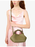 GANNI Bou Bag grained vegan leather top-handle bag, imported from the UK