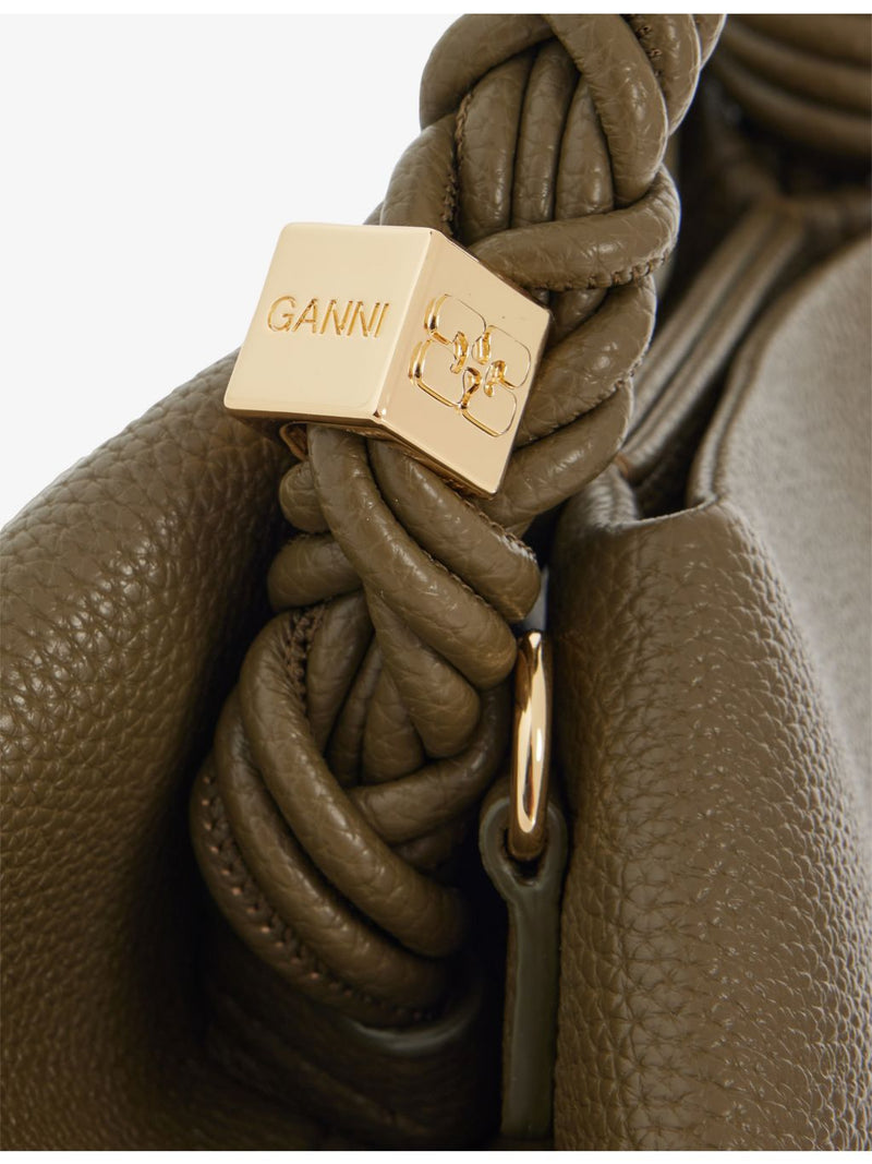 GANNI Bou Bag grained vegan leather top-handle bag, imported from the UK
