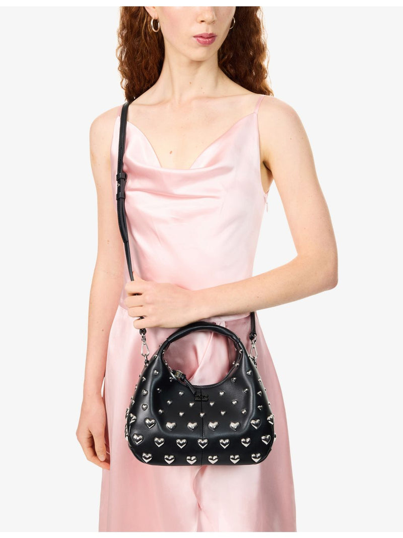 GANNI mini leather hobo bag with heart embellishment - British product