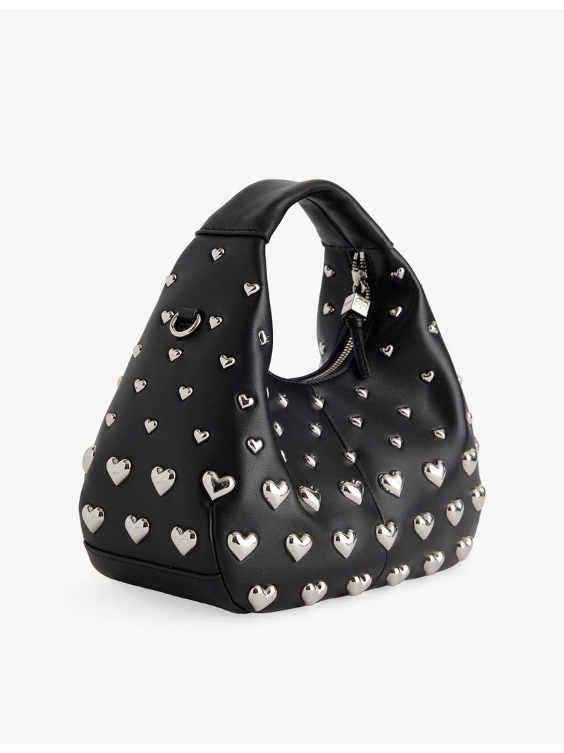 GANNI mini leather hobo bag with heart embellishment - British product