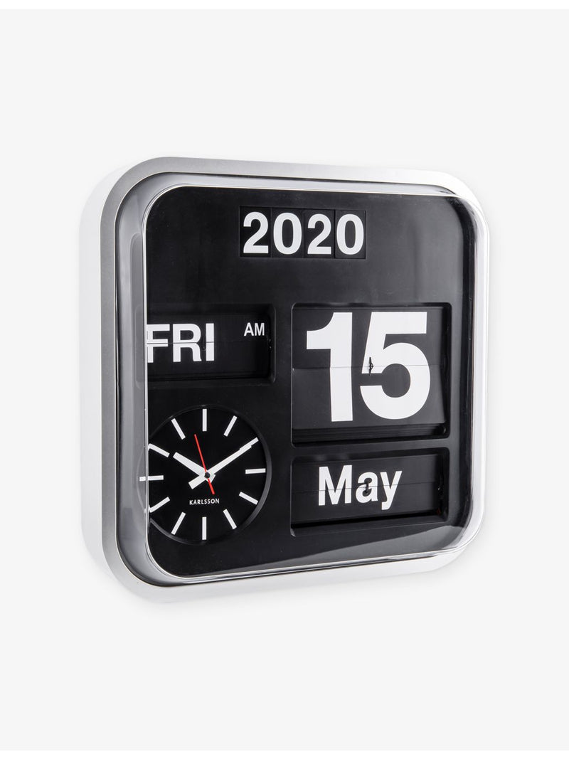 Karlsson Big Flip wall clock in silver (British brand)