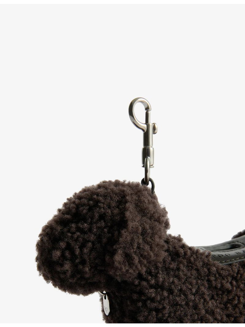 Anya Hindmarch dog poo shearling bag charm with leather collar - British product