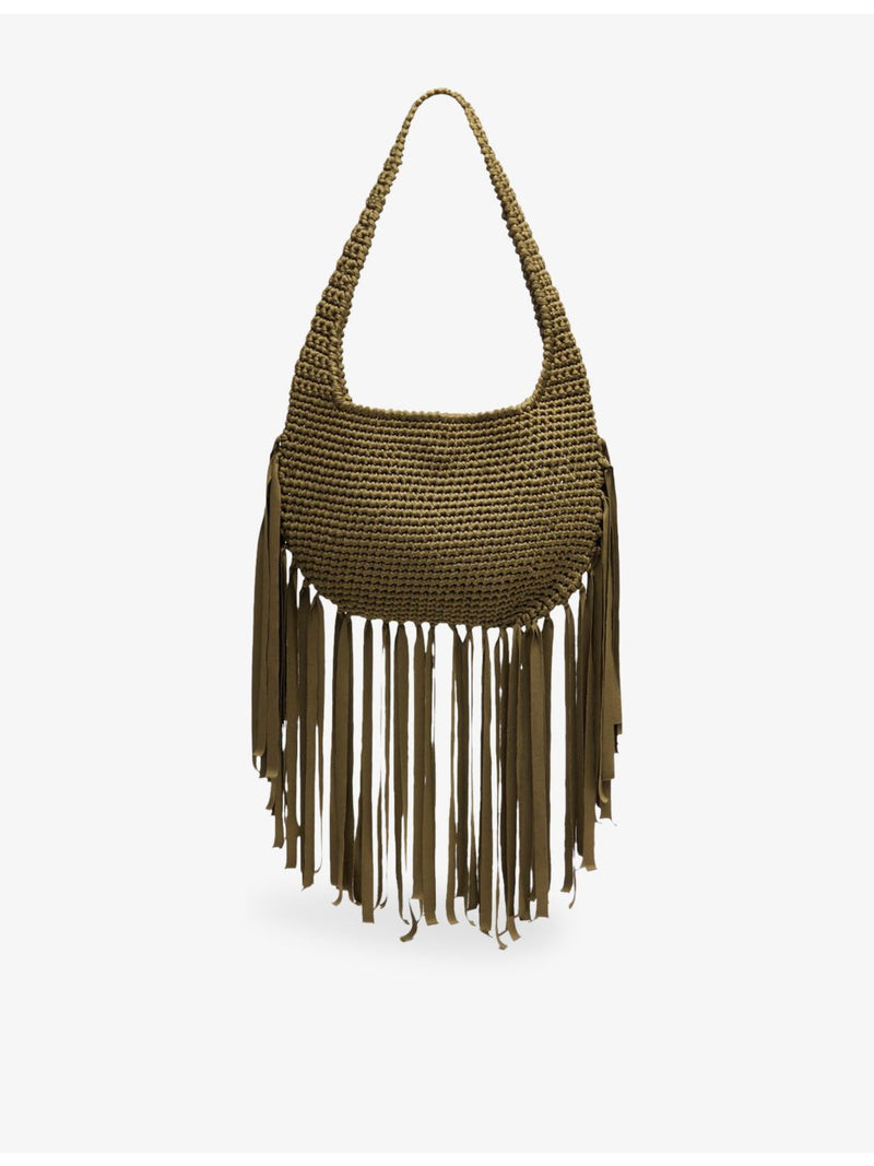 Whistles fringed crochet shoulder bag, imported from the UK