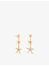 selfridges Astrid & Miyu Starfish 18ct Yellow Gold-Plated Cubic Zirconia Drop Stud Earrings- Buy online at McGrocer