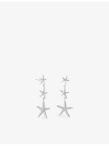 selfridges Astrid & Miyu Starfish Rhodium-Plated Brass and Cubic Zirconia Drop Stud Earrings- Buy online at McGrocer