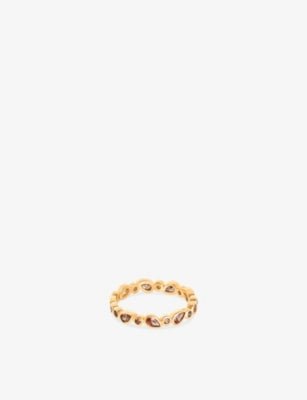 Sunset Pear 18ct Gold-Plated Sterling-Silver and Cubic Zirconia Band Ring - L