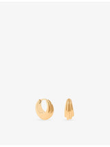 selfridges Astrid & Miyu Ripple Wave 18ct Gold-Plated Brass Huggie Hoop Earrings- Buy online at McGrocer