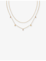 selfridges Astrid & Miyu Starfish Double Chain 18ct Gold-Plated Sterling-Silver and Cubic Zirconia Necklace 40cm- Buy online at McGrocer