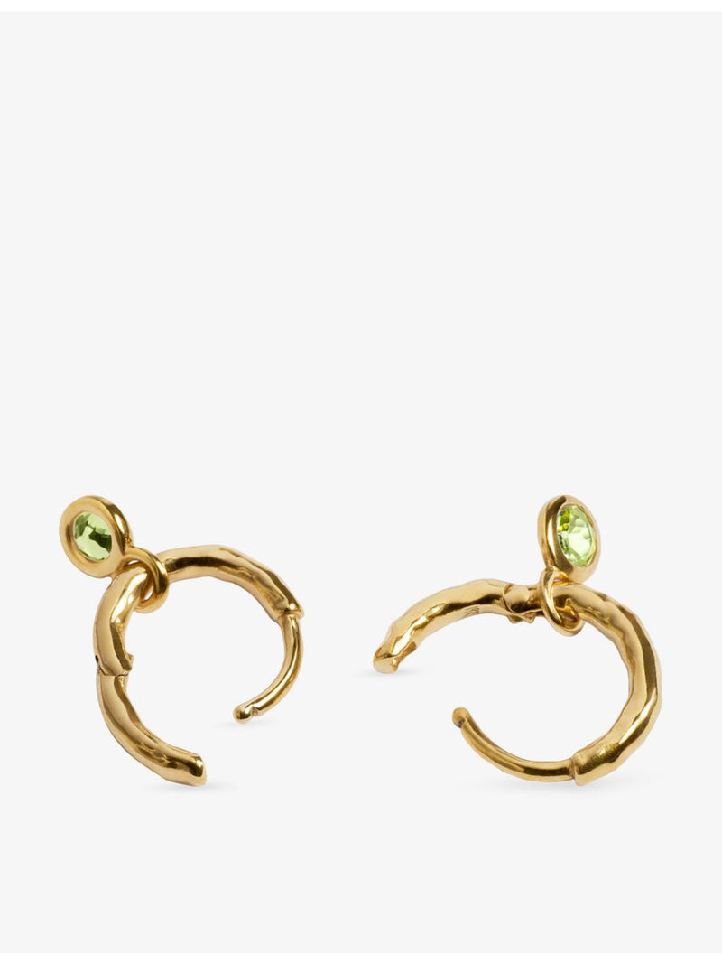 Monica Vinader 9mm peridot huggie earrings in 18ct gold vermeil - British product