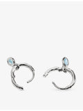 Monica Vinader sterling silver aquamarine huggie earrings - British product