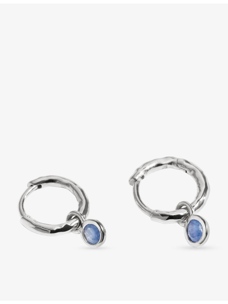 Monica Vinader sterling silver huggie earrings blue sapphire 9mm (British brand)