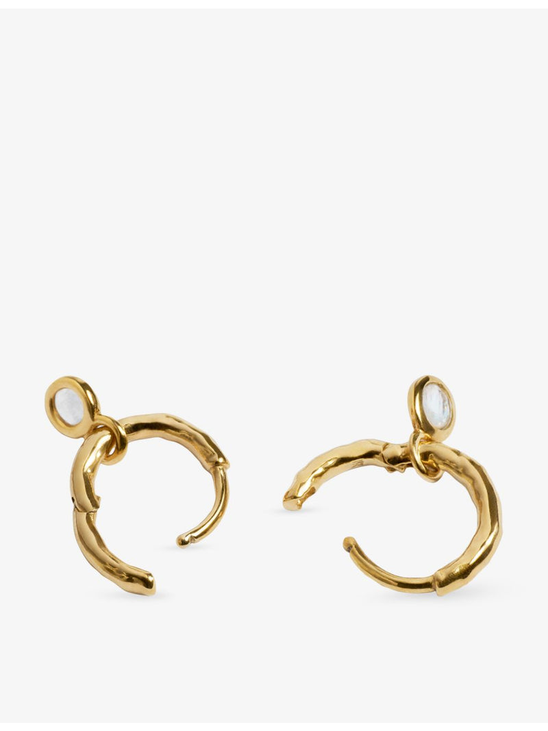 Monica Vinader moonstone huggie earrings 18ct gold vermeil (British brand)