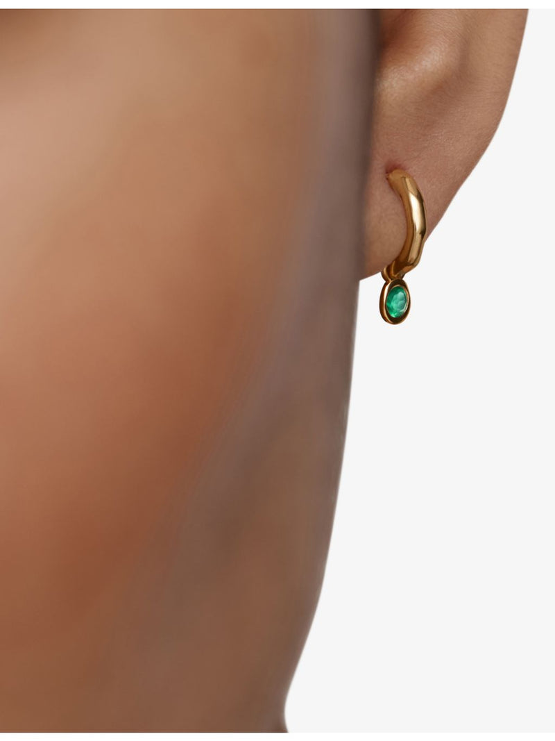 Monica Vinader green onyx huggie earrings 9mm (British brand)