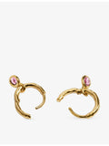 Monica Vinader pink tourmaline huggie earrings in 18ct gold vermeil (British brand)