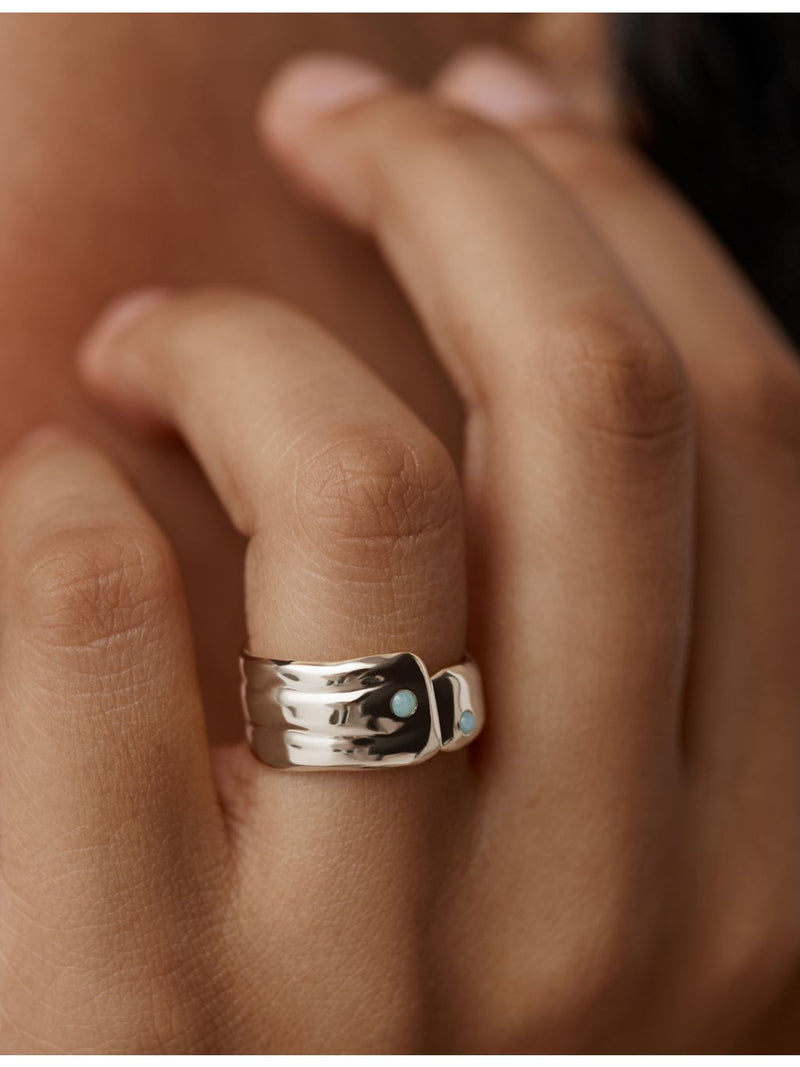 Monica Vinader Amaia sterling silver amazonite ring (British brand)