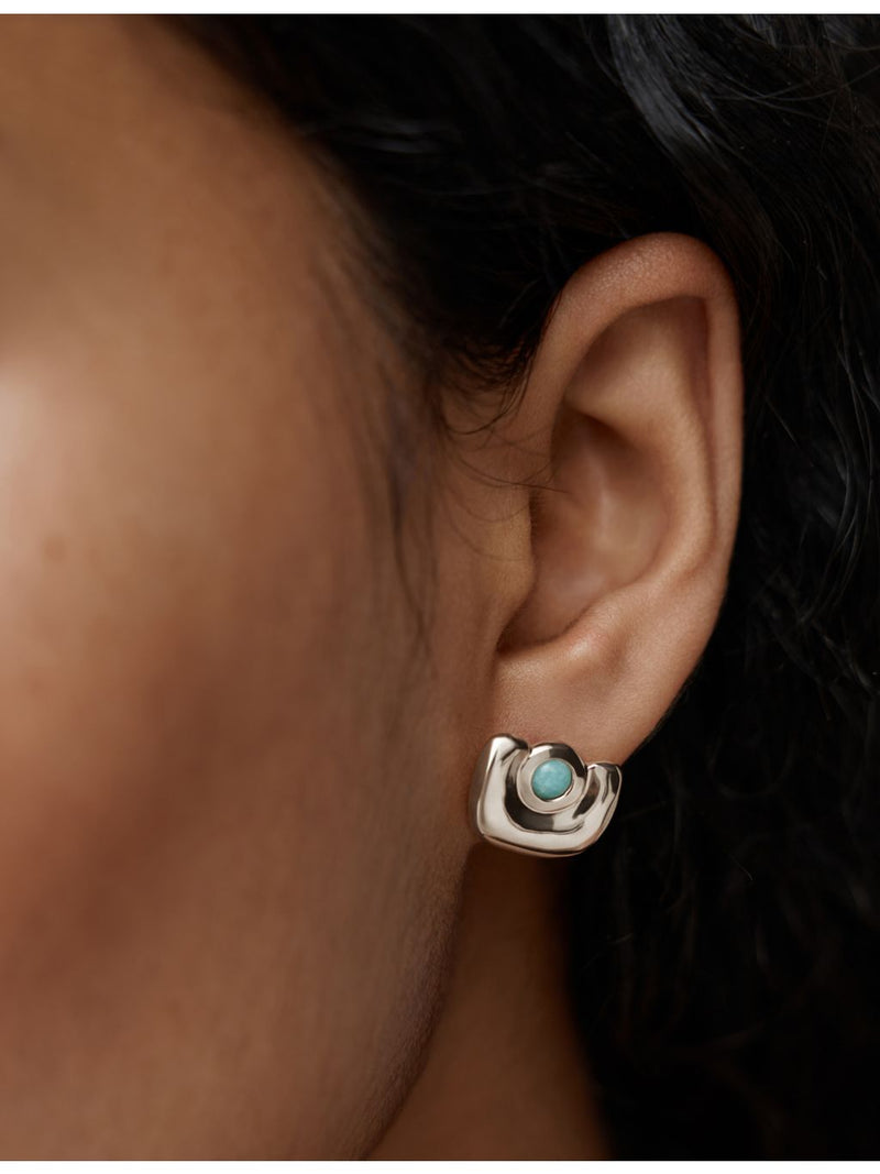 Monica Vinader sterling silver and amazonite stud earrings, UK version