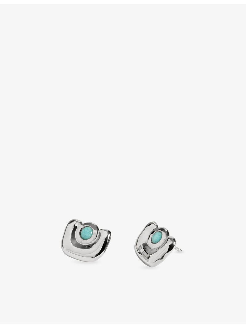 Monica Vinader sterling silver and amazonite stud earrings, UK version