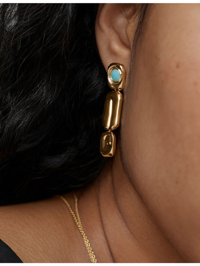 Monica Vinader Amaia 18ct gold vermeil amazonite drop earrings, British product