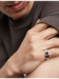 Monica Vinader silver signet ring with black onyx, imported from the UK