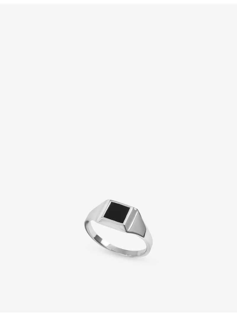 Monica Vinader silver signet ring with black onyx, imported from the UK