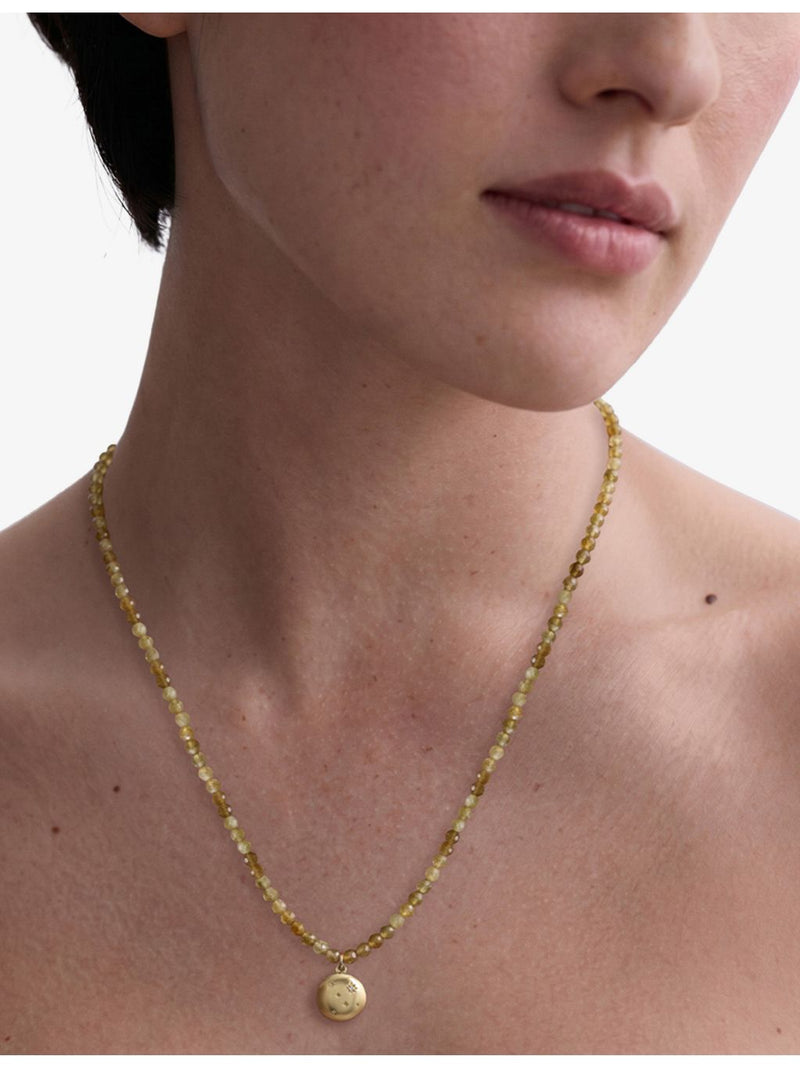Astley Clarke yellow gold plated locket necklace with green garnet (British brand)