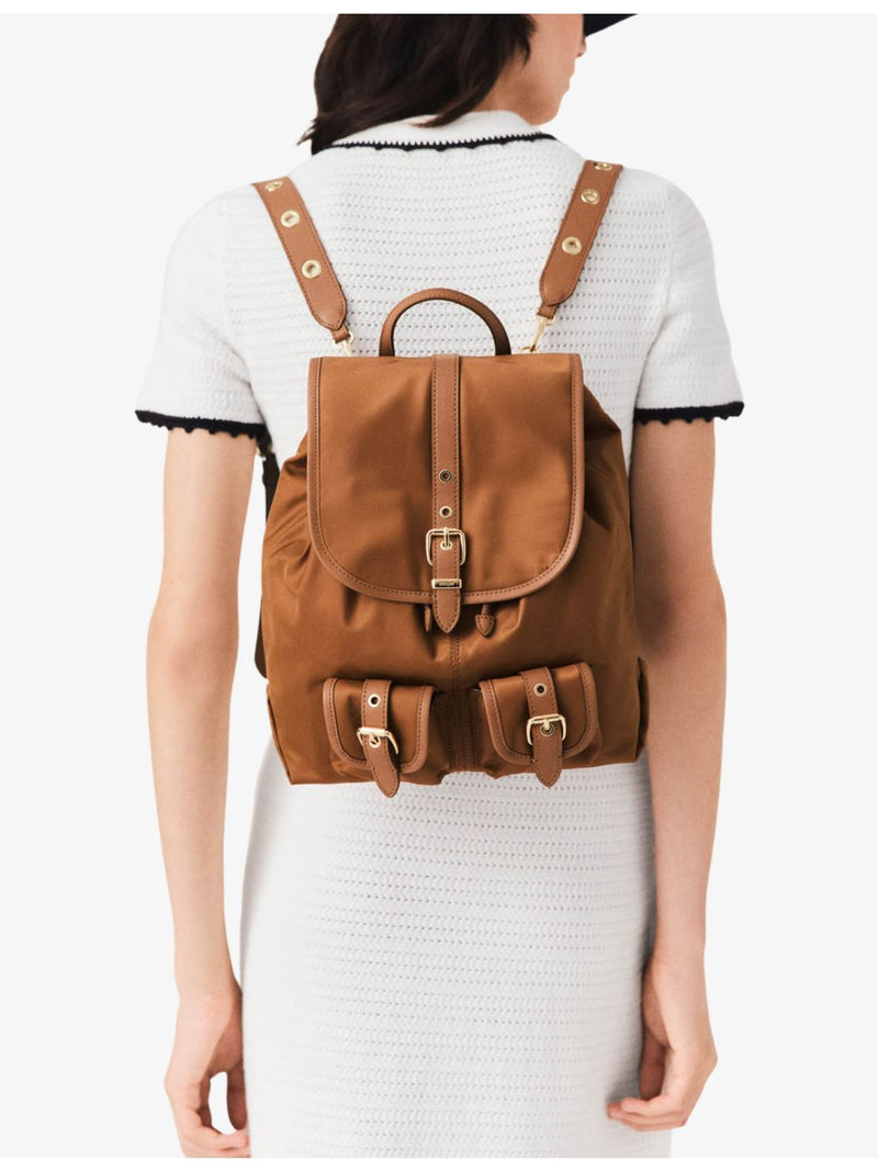 Maje eyelet-embellished nylon leather backpack - British product