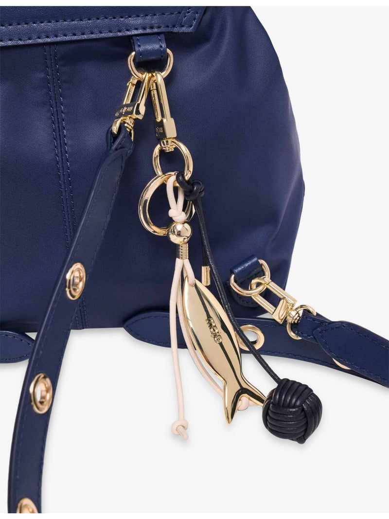 Maje mini nylon and leather backpack with eyelets (British brand)