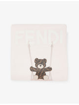 selfridges Fendi Teddy Embroidered Cotton-Jersey Baby Blanket 77cm x 77cm- Buy online at McGrocer