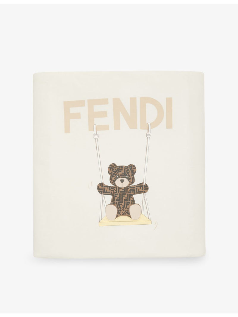Fendi baby blanket with bear graphic in cotton-jersey, UK version