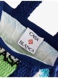 Casablanca mini crochet cotton tote bag logo embroidery, imported from the UK