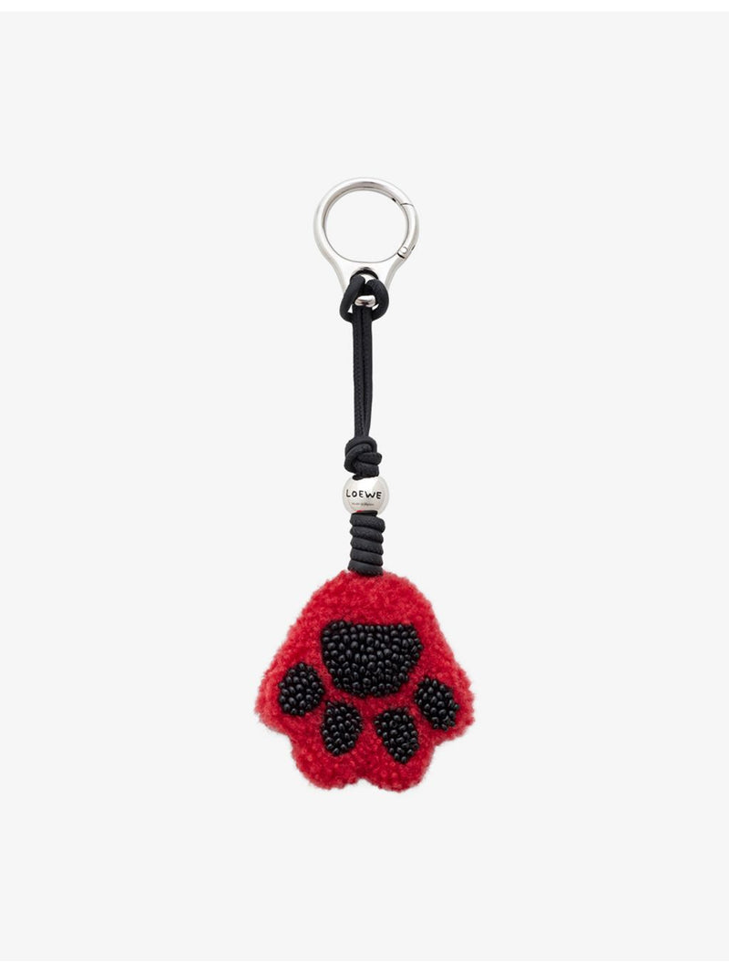 Loewe paw-shaped beaded leather bag charm, imported from the UK