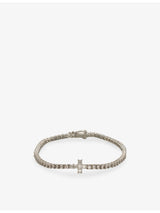 selfridges GLD Cross 14ct White Gold Plated Cubic Zirconia Tennis Bracelet- Buy online at McGrocer